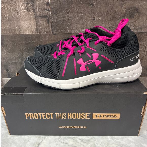 Under Armour Size 6.5 WIDE Black Pink Dash Run 2 Running Sneakers Athletic LF4 - Picture 5 of 7